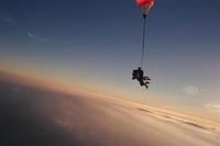 Two guys, a stabilization chute, and a sunsetty horizon. (I'm on the bottom)