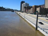 Flood of Ohio River - Mon Warf Parking Garage (under 376 Eastbound)