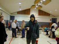 John and Laura warm themselves in preparation for the trek.
