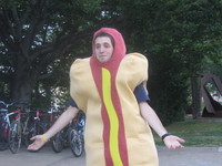 Noah Lorang advertising for a sausage fest.