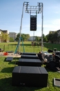 Important note: the subs at the bottom were centered along the sidewalk with the legs of the towers.  Yes.  That's right.